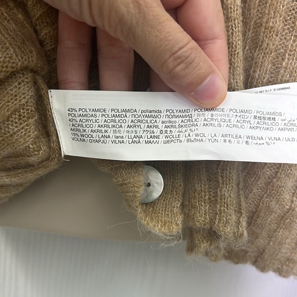 Mango - NWT Ribbed Tan Button Down Long Sleeve Cardigan Sweater Size Small - Picture 8 of 12